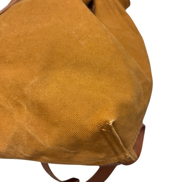 MADEWELL Brown Canvas SOMERSET Drawstring Leather Strap Backpack - Picture 9 of 10